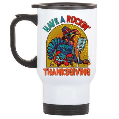 Funny Have A Rockin' Thanksgiving Rocker Turkey Stainless Steel Travel Mug