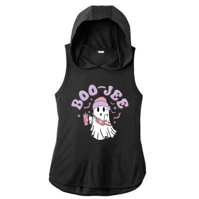 Funny Halloween Boo Jee Ghost Ladies PosiCharge Tri-Blend Wicking Draft Hoodie Tank