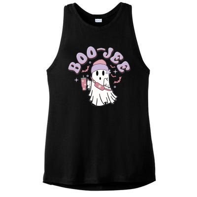 Funny Halloween Boo Jee Ghost Ladies PosiCharge Tri-Blend Wicking Tank