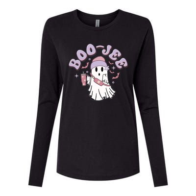 Funny Halloween Boo Jee Ghost Womens Cotton Relaxed Long Sleeve T-Shirt