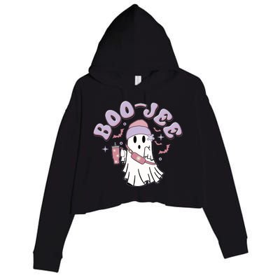 Funny Halloween Boo Jee Ghost Crop Fleece Hoodie