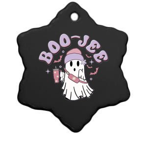 Funny Halloween Boo Jee Ghost Ceramic Star Ornament