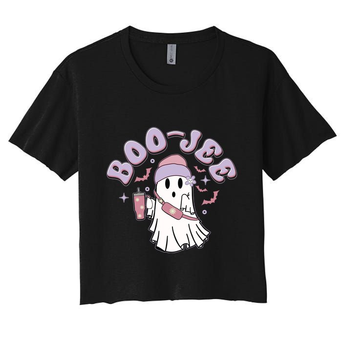 Funny Halloween Boo Jee Ghost Women's Crop Top Tee