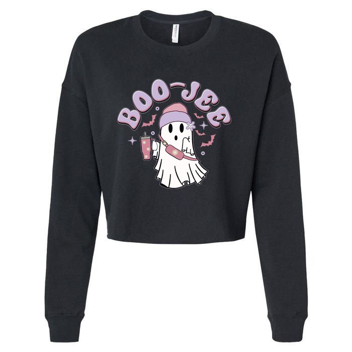 Funny Halloween Boo Jee Ghost Cropped Pullover Crew