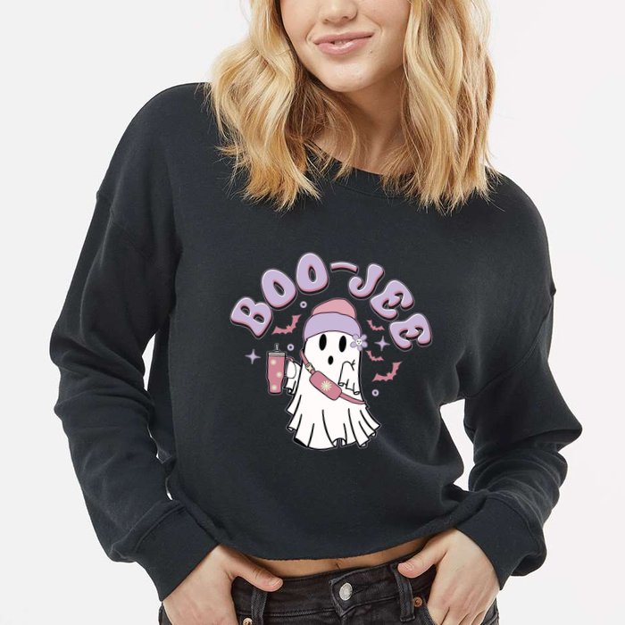 Funny Halloween Boo Jee Ghost Cropped Pullover Crew
