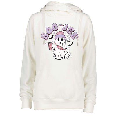 Funny Halloween Boo Jee Ghost Womens Funnel Neck Pullover Hood