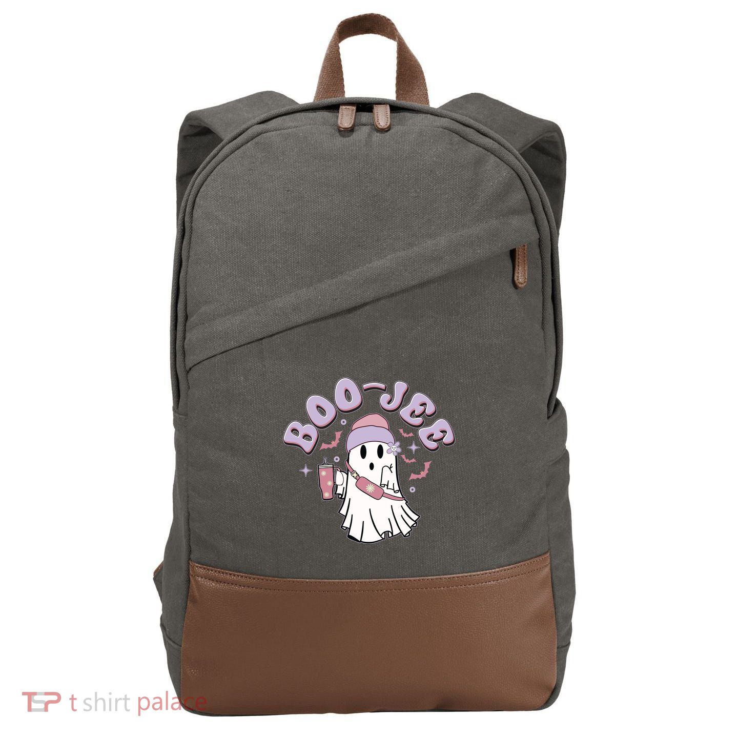 Funny Halloween Boo Jee Ghost Cotton Canvas Backpack