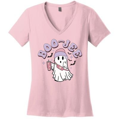 Funny Halloween Boo Jee Ghost Women's V-Neck T-Shirt