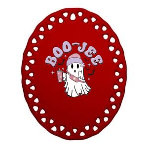 Funny Halloween Boo Jee Ghost Ceramic Oval Ornament