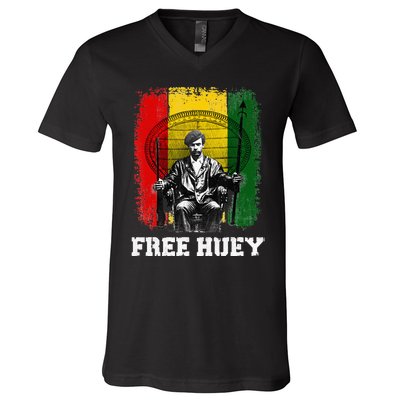 Free Huey Black History African Roots Empowerment V-Neck T-Shirt