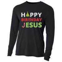 Funny Happy Birthday Jesus Funny Christian Christmas Cooling Performance Long Sleeve Crew