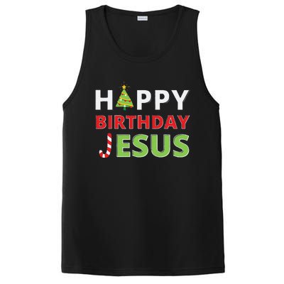 Funny Happy Birthday Jesus Funny Christian Christmas PosiCharge Competitor Tank