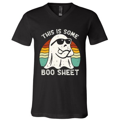 Funny Halloween Boo Ghost Costume This Is Some Boo Sheet V-Neck T-Shirt