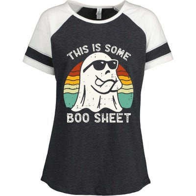 Funny Halloween Boo Ghost Costume This Is Some Boo Sheet Enza Ladies Jersey Colorblock Tee