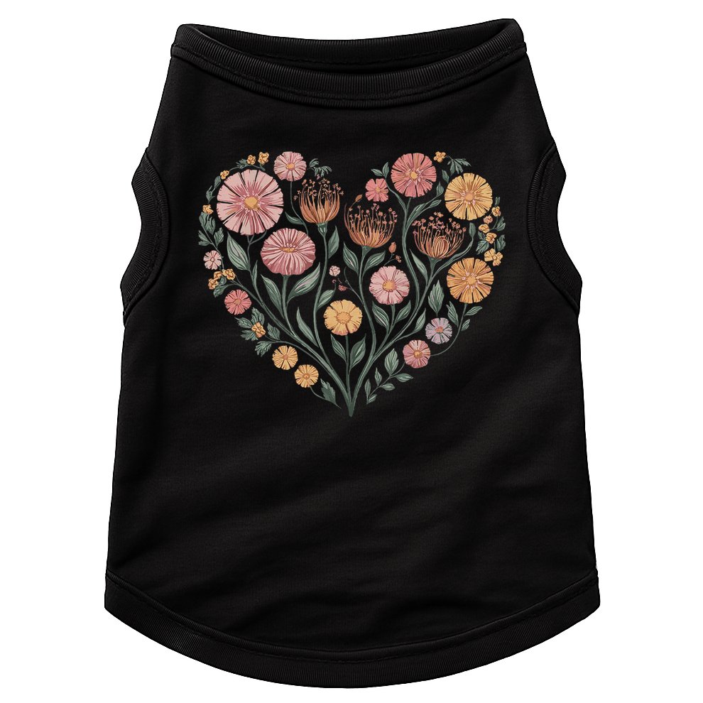 Flowers Heart Boho Wildflowers Doggie Tank