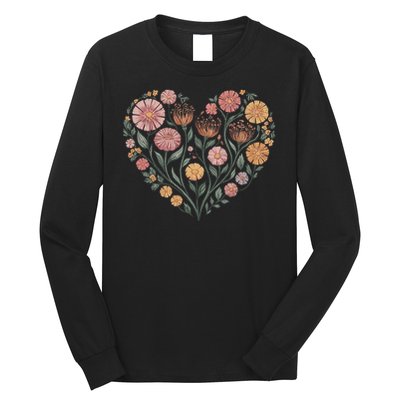 Flowers Heart Boho Wildflowers Long Sleeve Shirt