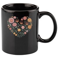 Flowers Heart Boho Wildflowers 11oz C Handle Ceramic Mug