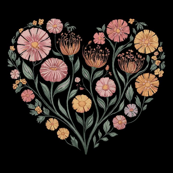Flowers Heart Boho Wildflowers Drawstring Bag