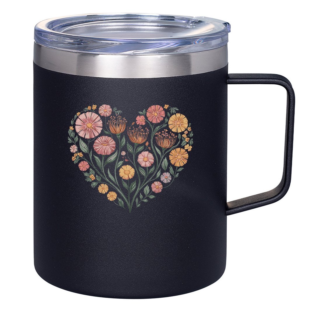 Flowers Heart Boho Wildflowers 12oz Stainless Steel Coffee Mug