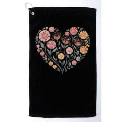 Flowers Heart Boho Wildflowers Golf Towel
