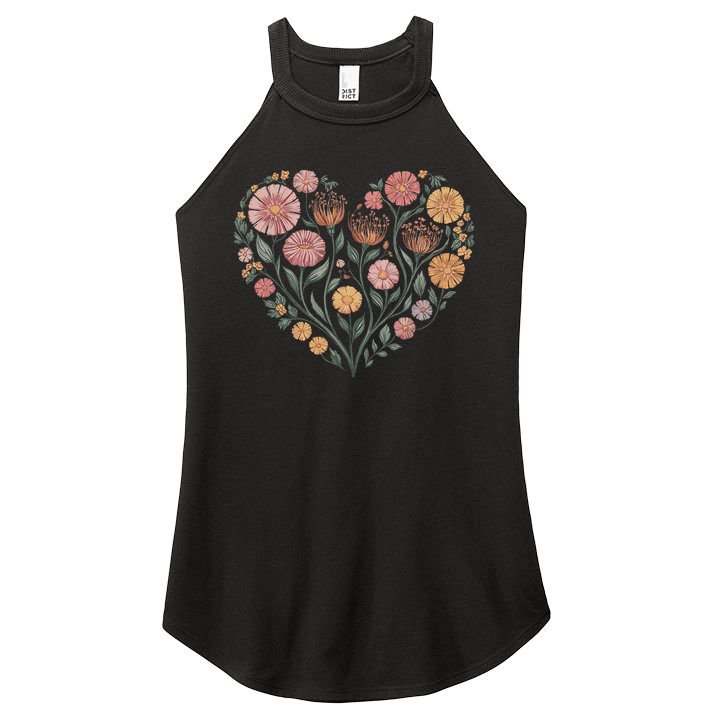 Flowers Heart Boho Wildflowers Women's Perfect Tri Rocker Tank