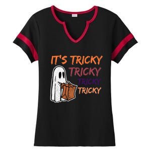 Funny Halloween Boo ItS Tricky Tricky Tricky Gift Ladies Halftime Notch Neck Tee