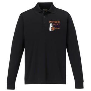 Funny Halloween Boo ItS Tricky Tricky Tricky Gift Performance Long Sleeve Polo