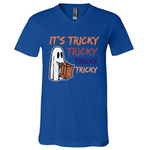 Funny Halloween Boo ItS Tricky Tricky Tricky Gift V-Neck T-Shirt