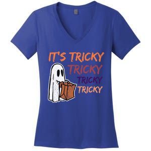 Funny Halloween Boo ItS Tricky Tricky Tricky Gift Women's V-Neck T-Shirt