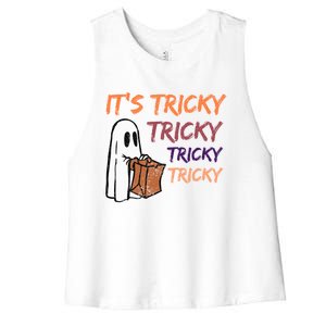 Funny Halloween Boo ItS Tricky Tricky Tricky Gift Women's Racerback Cropped Tank