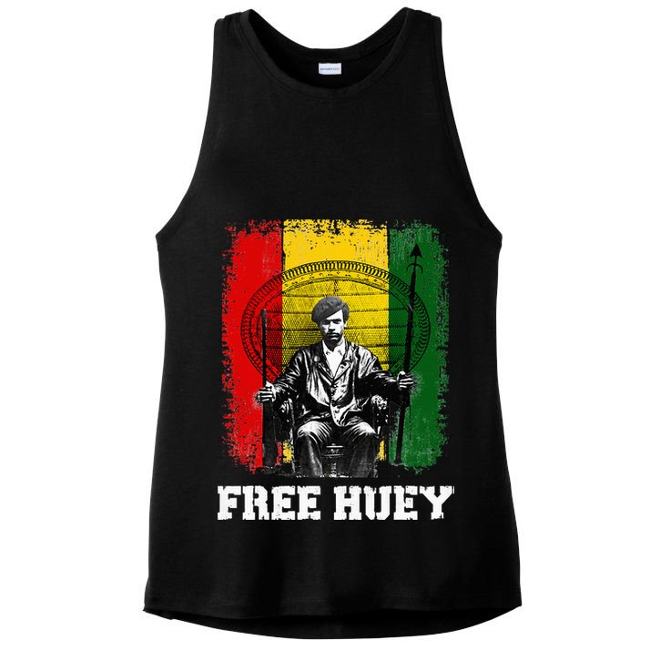 Free Huey Black History & African Roots Afro Empowerment Ladies PosiCharge Tri-Blend Wicking Tank