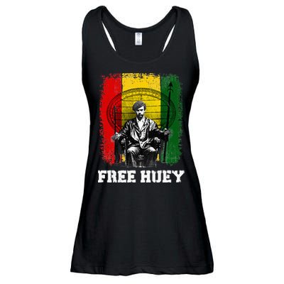 Free Huey Black History & African Roots Afro Empowerment Ladies Essential Flowy Tank
