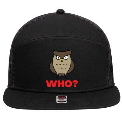 Funny Hoot Barred Barn Screech Owl Owlet Wise Bird WHO HOO 7 Panel Mesh Trucker Snapback Hat