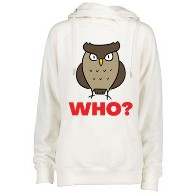 Funny Hoot Barred Barn Screech Owl Owlet Wise Bird WHO HOO Womens Funnel Neck Pullover Hood