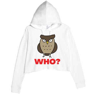 Funny Hoot Barred Barn Screech Owl Owlet Wise Bird WHO HOO Crop Fleece Hoodie