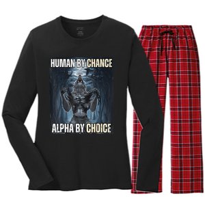 Funny Human By Chance Alpha By Choice Gift Women's Long Sleeve Flannel Pajama Set 