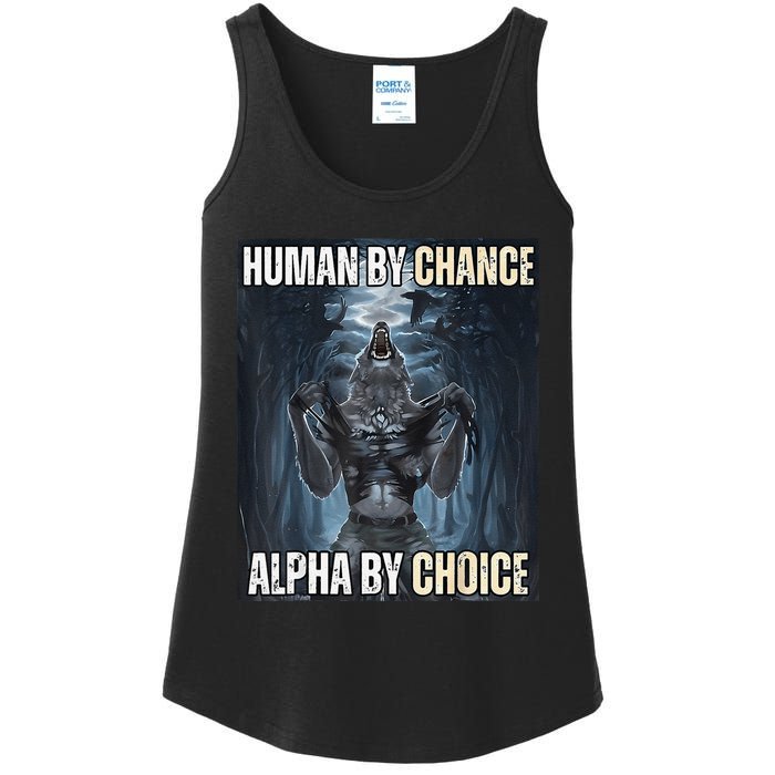 Funny Human By Chance Alpha By Choice Gift Ladies Essential Tank