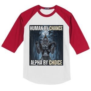 Funny Human By Chance Alpha By Choice Gift Kids Colorblock Raglan Jersey