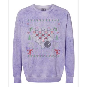 Festive Holiday Bowling Sweater Fun and Quirky Design Colorblast Crewneck Sweatshirt