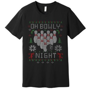 Festive Holiday Bowling Sweater Fun and Quirky Design Premium T-Shirt