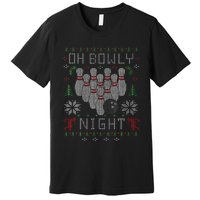 Festive Holiday Bowling Sweater Fun and Quirky Design Premium T-Shirt