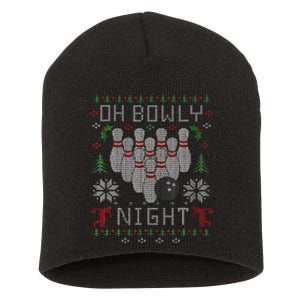 Festive Holiday Bowling Sweater Fun and Quirky Design Short Acrylic Beanie