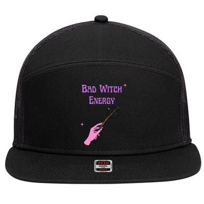 Funny Halloween Bad Witch Energy Cool Design Gift 7 Panel Mesh Trucker Snapback Hat