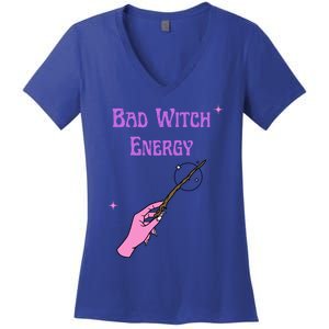 Funny Halloween Bad Witch Energy Cool Design Gift Women's V-Neck T-Shirt