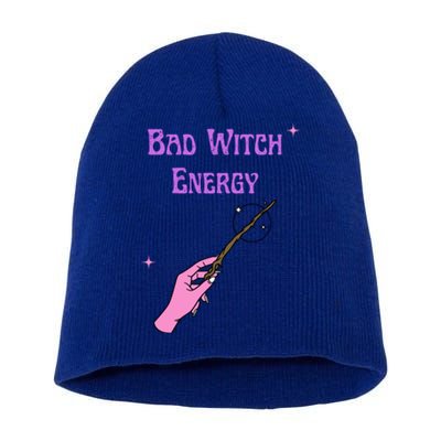 Funny Halloween Bad Witch Energy Cool Design Gift Short Acrylic Beanie