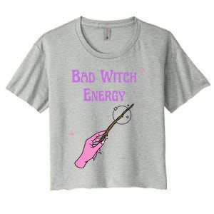 Funny Halloween Bad Witch Energy Cool Design Gift Women's Crop Top Tee