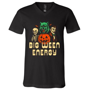 Funny Halloween Big Ween Energy V-Neck T-Shirt