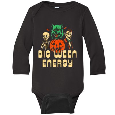 Funny Halloween Big Ween Energy Baby Long Sleeve Bodysuit