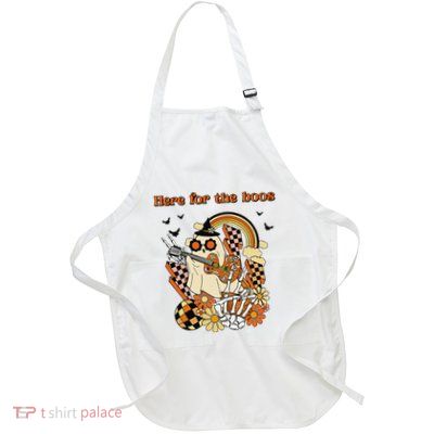 Funny Howdy Boo Ghost Halloween Here For The Boos Full-Length Apron With Pockets