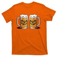 Funny Halloween Beer Lover Scary Pumpkin Face Design T-Shirt